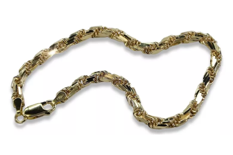 Bratara Corda Rope din Aur Galben 14K, Taietura Diamant, 18 Caramboale cb038y