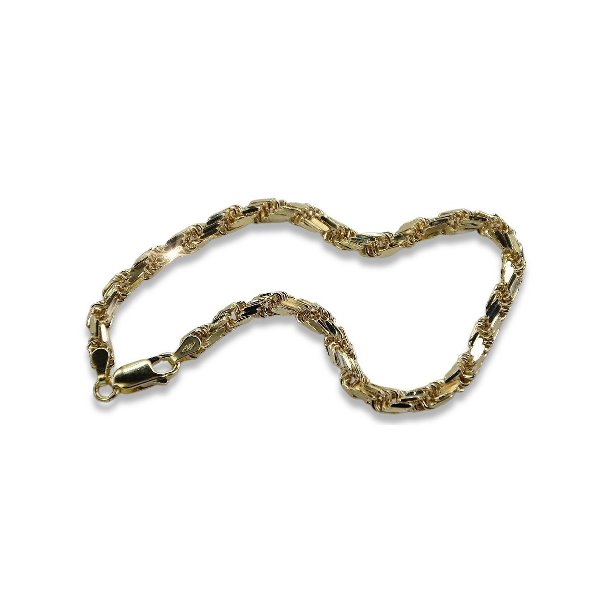 Pulsera de Cuerda de Oro Amarillo de 14k con Corte de Diamante cb038y