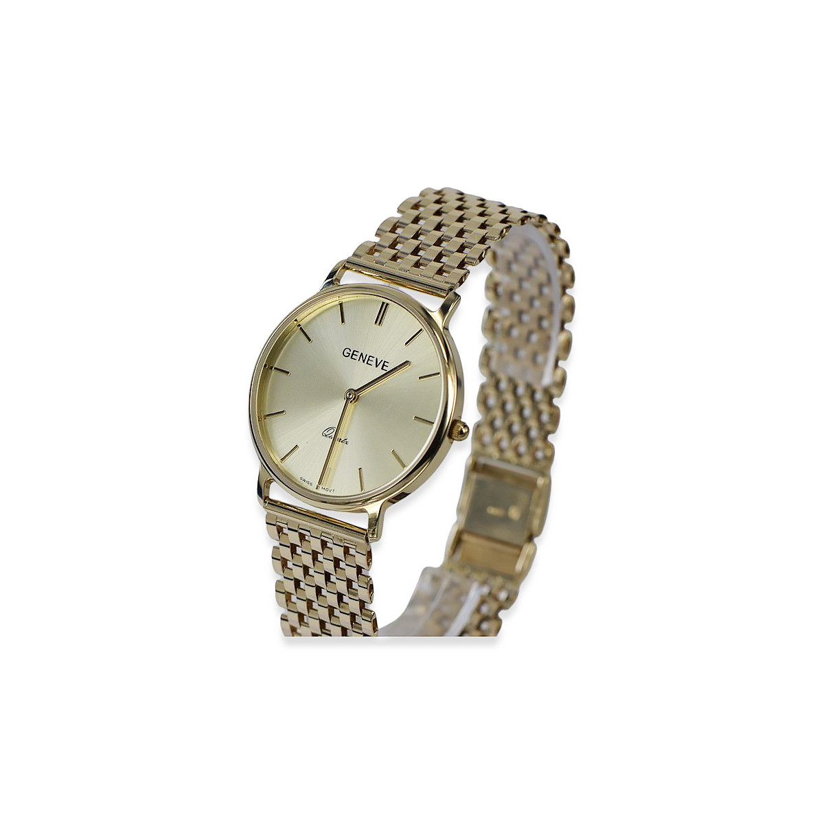 Goldene Herrenuhr Geneve ★ zlotychlopak.pl ★ Gold Reinheit 585 333 Niedriger Preis!