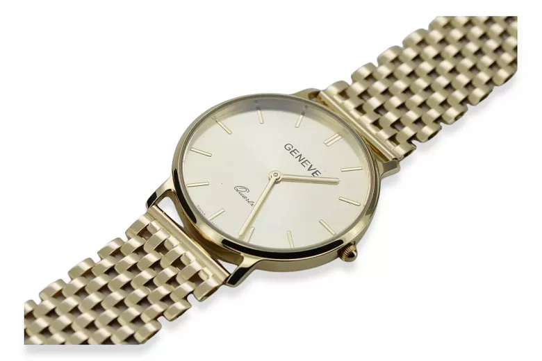 Gold men's watch Geneve ★ zlotychlopak.pl ★ Gold purity 585 333 Low Price!