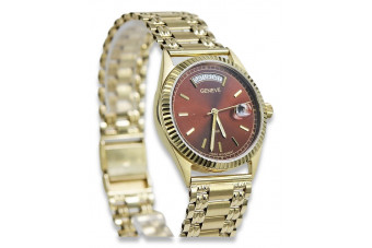Gold men's watch Geneve ★ zlotychlopak.pl ★ Gold purity 585 333 Low Price!