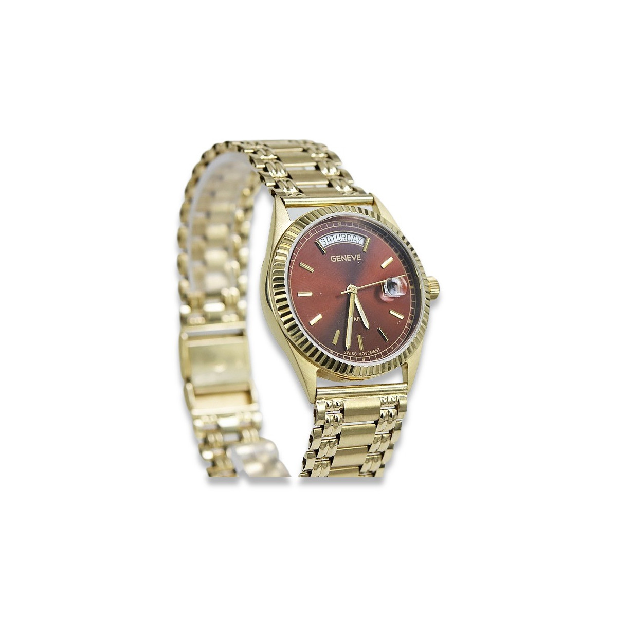 Gold men's watch Geneve ★ zlotychlopak.pl ★ Gold purity 585 333 Low Price!