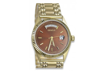 Reloj de Hombre en Oro Italiano Amarillo 14k 585 Geneve mw013ydbr&mbw006y