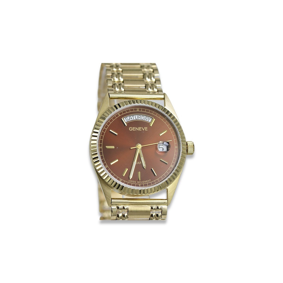 Reloj de oro para hombre Geneve ★ zlotychlopak.pl ★ Pureza de oro 585 333 Precio bajo!