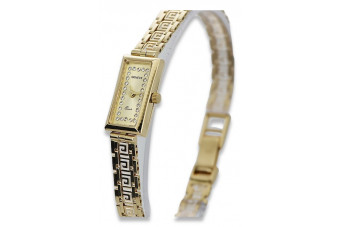 14 Karat Gelbgold Damen Geneve Uhr Geschenk lw094y