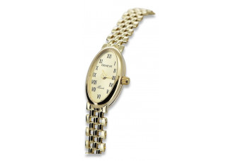 14 Karat Gelbgold Damen Genf Uhr Geschenk lw095y