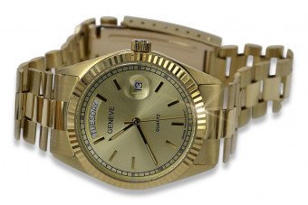 Montre pour homme en or 14k 585 jaune de Genève mw013ydy&mbw016y