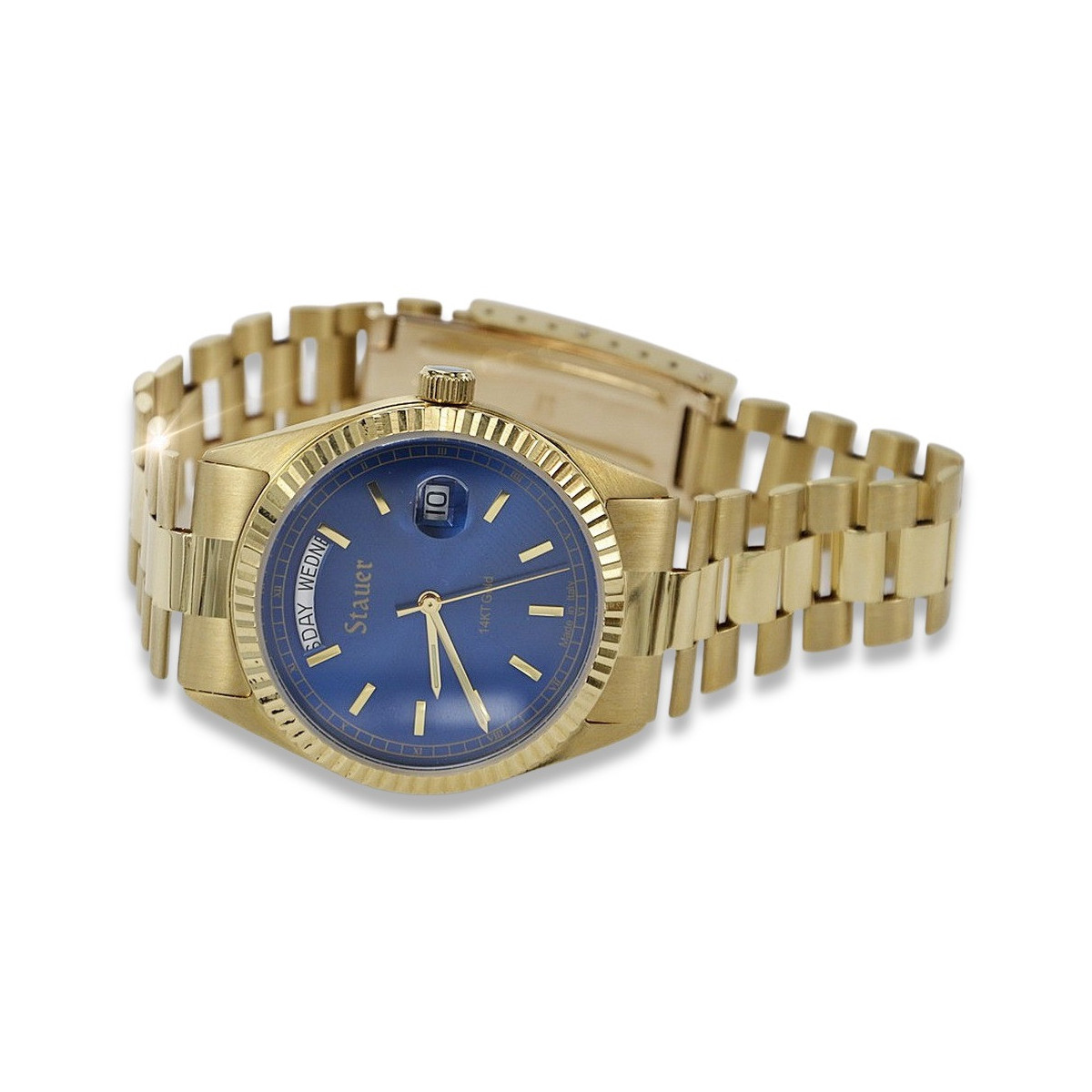 Goldene Herrenuhr Geneve ★ zlotychlopak.pl ★ Gold Reinheit 585 333 Niedriger Preis!