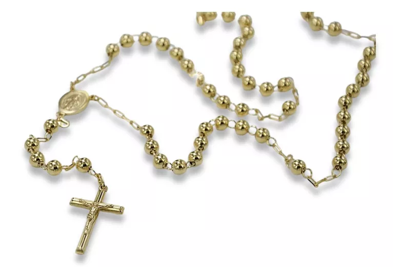 "Exquisite 14K Yellow Gold Rosary Chain with White Gold Accents" rcc011y