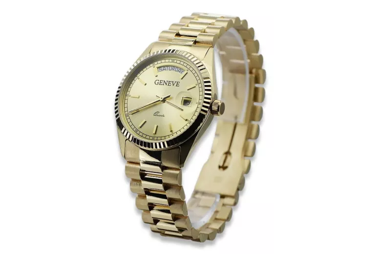 Reloj de oro para hombre Geneve ★ zlotychlopak.pl ★ Pureza de oro 585 333 Precio bajo!