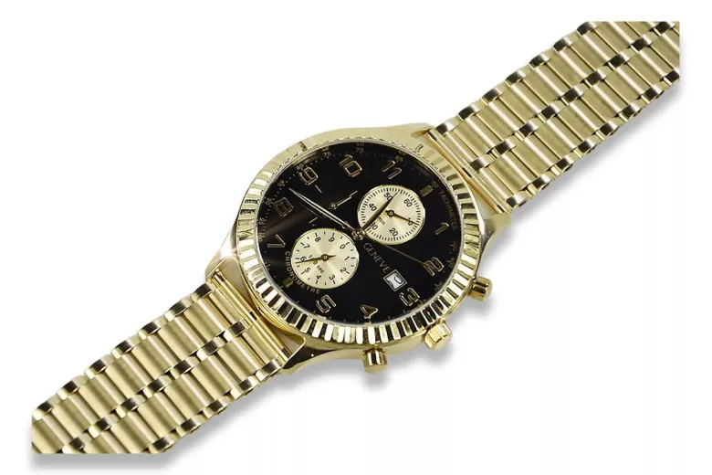 Gold men's watch Geneve ★ zlotychlopak.pl ★ Gold purity 585 333 Low Price!