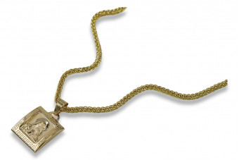 Pandantiv medalion de aur Mary icon cu lanț ★ zlotychlopak.pl ★ aur 585 333 preț scăzut