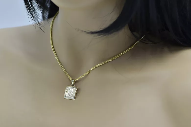 Gold Mary Medaillon Ikone Anhänger mit Kette ★ zlotychlopak.pl ★ Gold 585 333 niedriger Preis