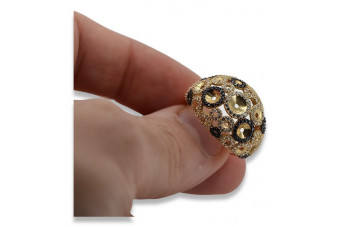 Russischer sowjetischer rosafarbener 14-karätiger 585-Gold-Vintage-Ring vrn001