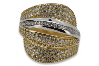 "Lustrous 14K Yellow and White Gold Women's Ring Adorned with Zircon" crc005yw crc005yw