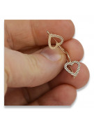 "No Stones Original Vintage 14K Rose Gold Heart Earrings" ven169 ven169