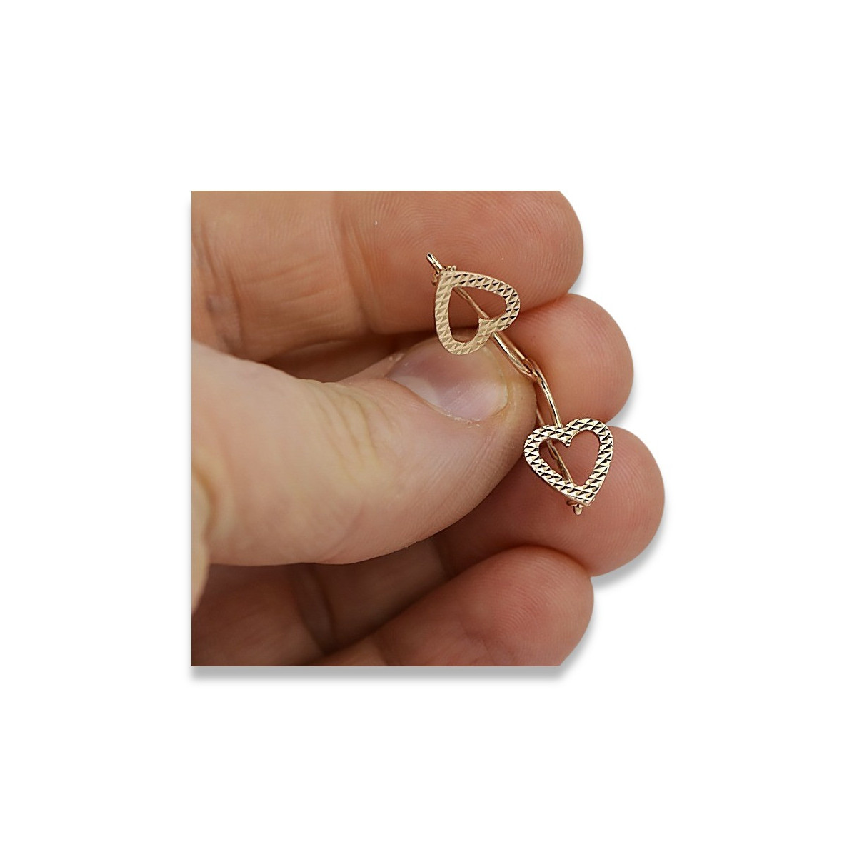 "No Stones Original Vintage 14K Rose Gold Heart Earrings" ven169 ven169