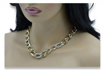Łańcuch złoty Fantazy Lady z 14k żółtego i białego złota cfc007yw