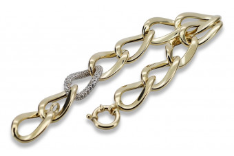 14K Gelb- & Weißgold Fantasie Armband, verschiedene Längen cfb007yw