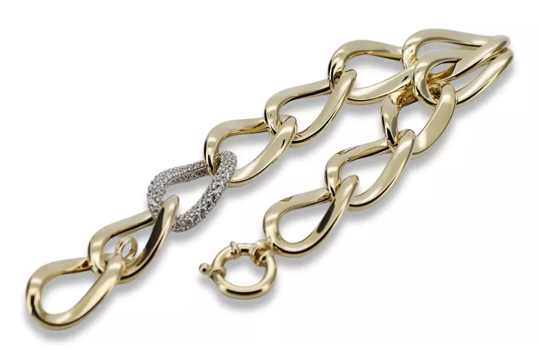 Bracelet fantaisie en or italien jaune et blanc - 14K cfb007yw