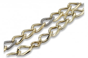 Bracelet fantaisie en or italien jaune et blanc - 14K cfb007yw