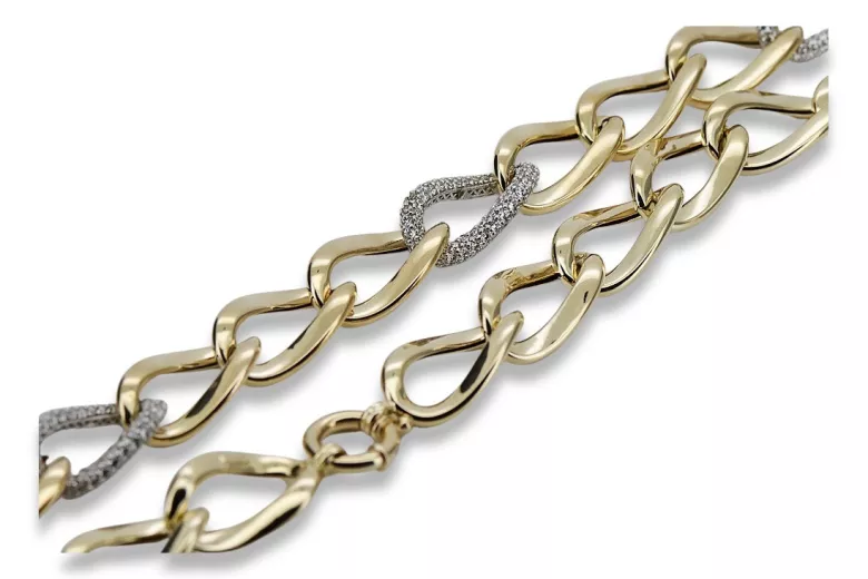 Italian Gold Fancy Bracelet, 14K Yellow & White Gold, Various Sizes cfb007yw