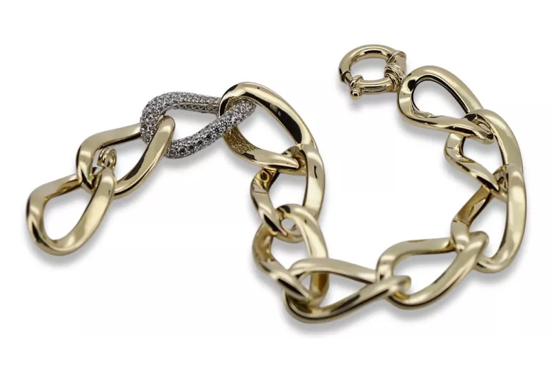 Italian Gold Fancy Bracelet, 14K Yellow & White Gold, Various Sizes cfb007yw