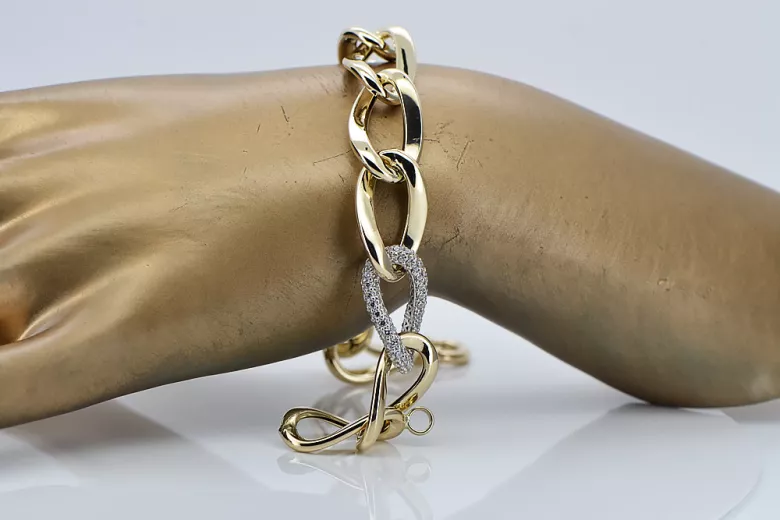 Bracelet fantaisie en or italien jaune et blanc - 14K cfb007yw