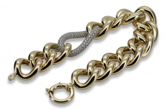 Bracelet de Dame Fantaisie en Or Jaune & Blanc Italien cfb010yw
