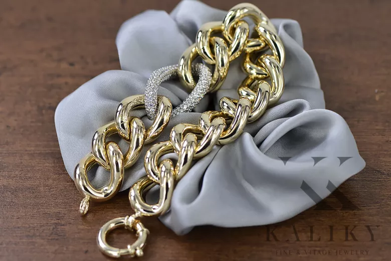 Pulsera de dama elegante en oro blanco y amarillo italiano cfb010yw