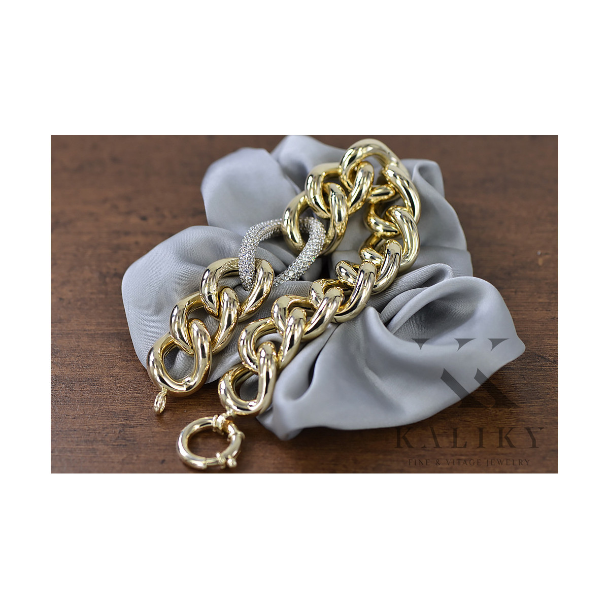 Bracelet de Dame Fantaisie en Or Jaune & Blanc Italien cfb010yw