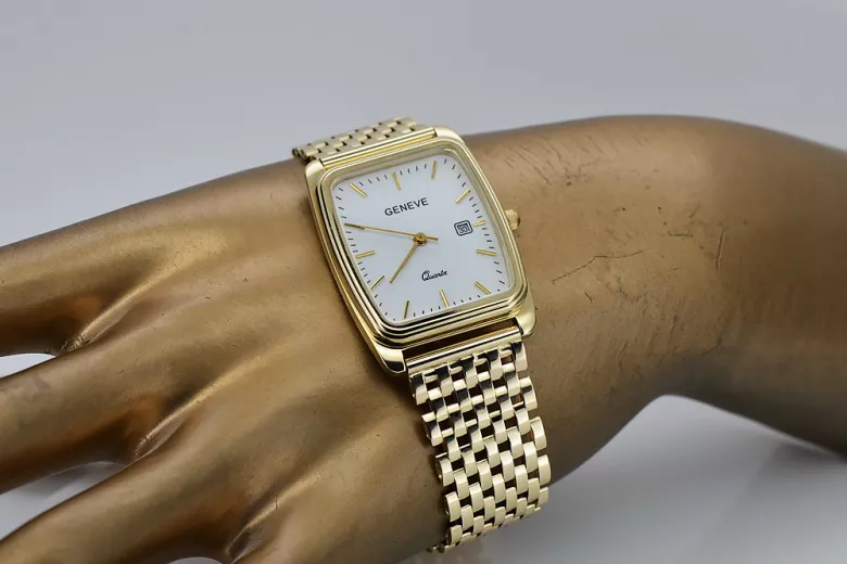 Gold men's watch Geneve ★ zlotychlopak.pl ★ Gold purity 585 333 Low Price!