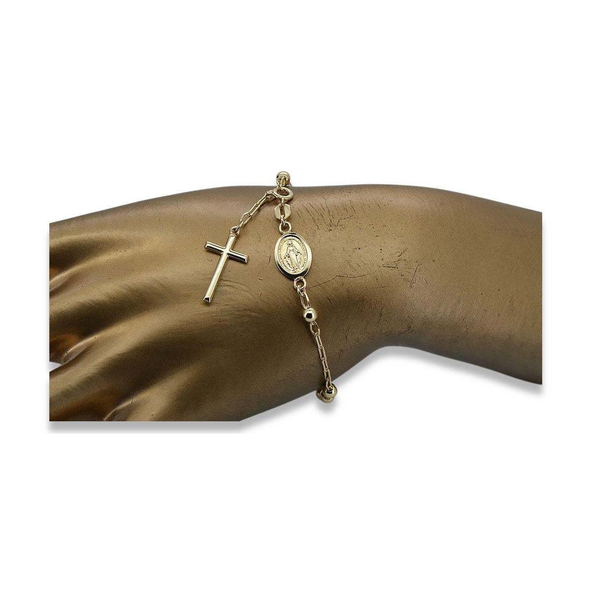 Yellow rose gold rosary bracelet★ russiangold.com ★ Gold 585 333 Low price