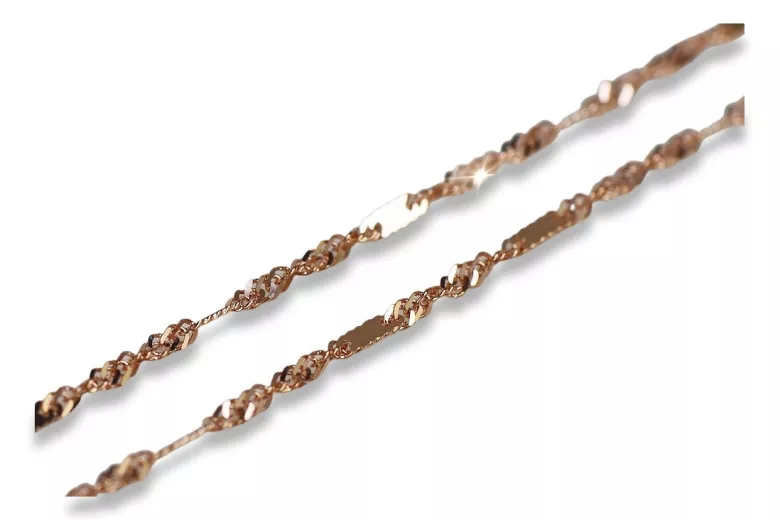 Elegant 14K Rose Gold Chain with Red Rose Pendant cc012r