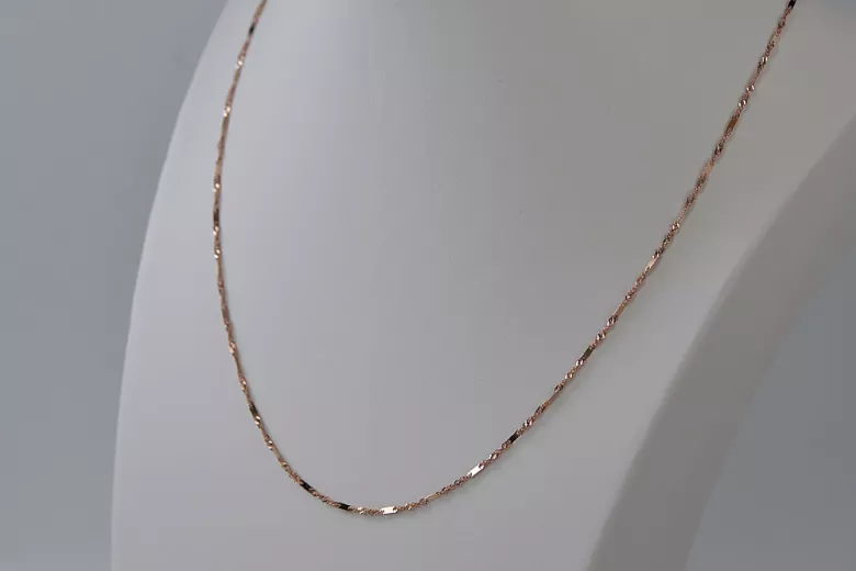 Elegant 14K Rose Gold Chain with Red Rose Pendant cc012r