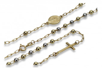 Cadena de rosario de oro rosa amarillo ★ russiangold.com ★ Oro 585 333 Precio bajo