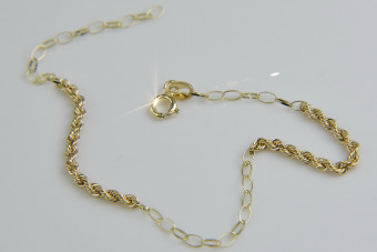 Italian 14K Yellow Gold Rope Bracelet with Diamond Cut - Unique Stones cfb016y