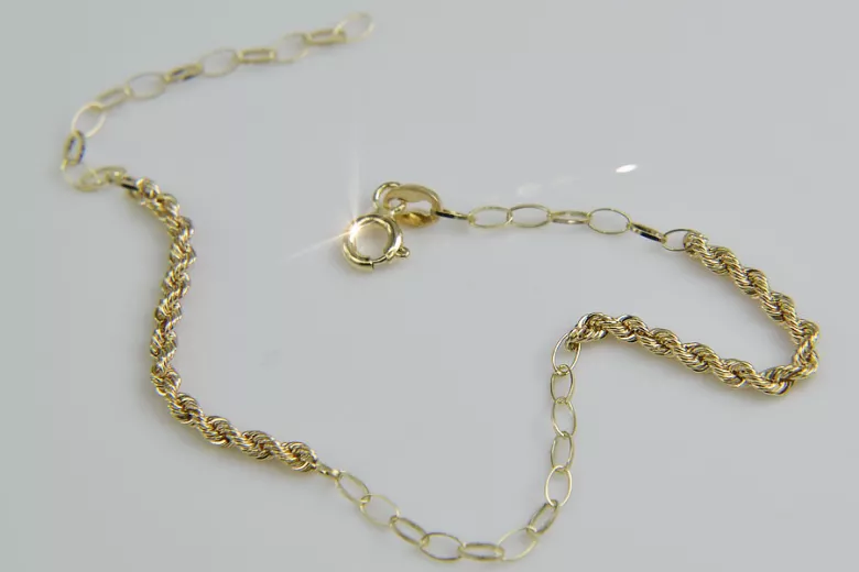 Pulsera de Oro Amarillo 14k con Corte de Diamante y Nueva Trenza cfb016y