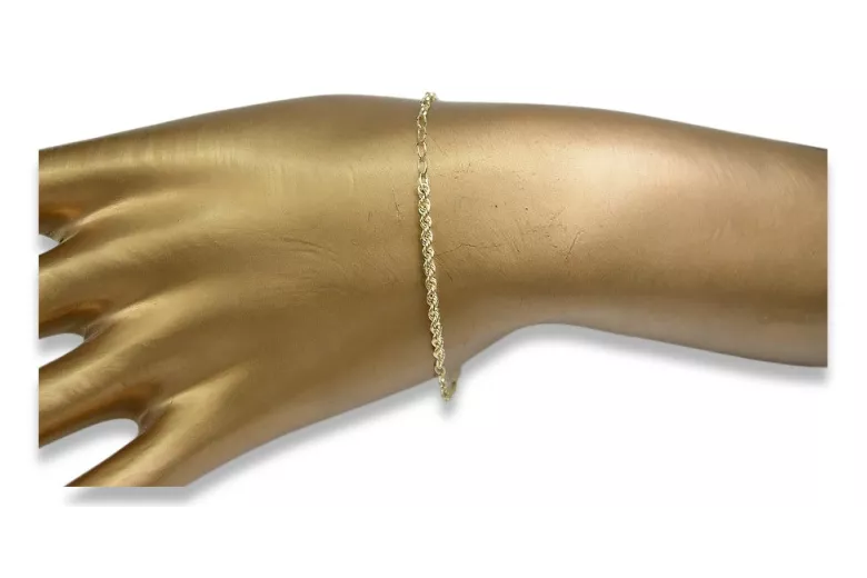 Pulsera de Oro Amarillo 14k con Corte de Diamante y Nueva Trenza cfb016y