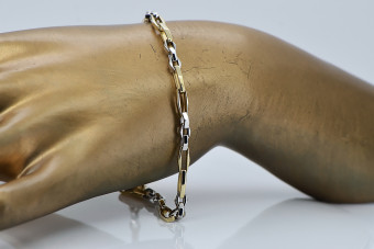 Bicolor 14K Gold Anker Armband mit Gelb- & Weißgold cb085yw