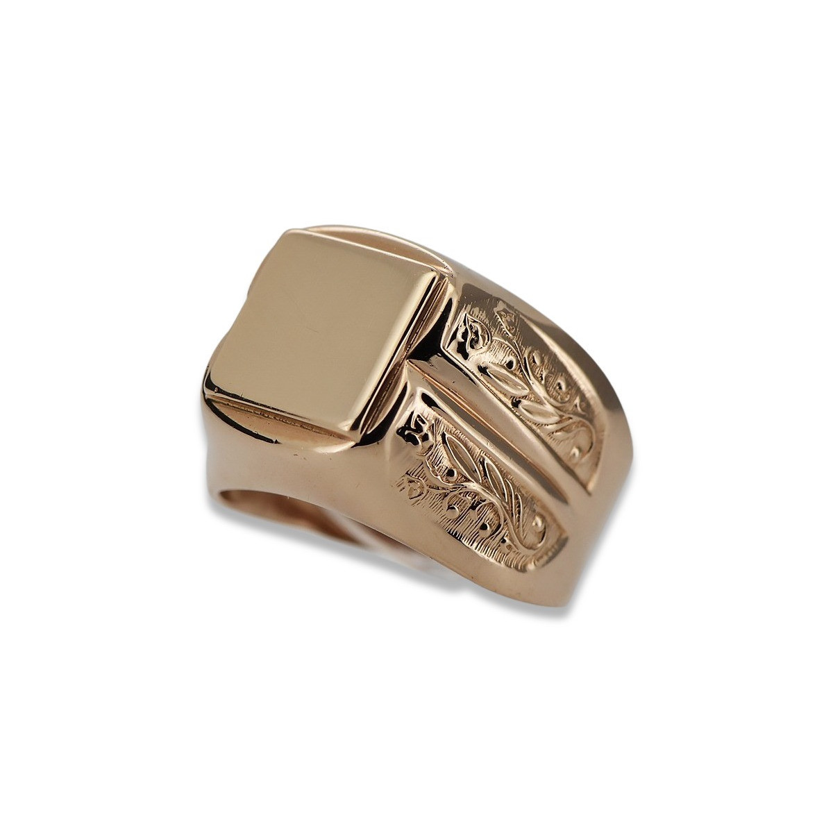 Russian rose Soviet gold jewelry man's ring signet