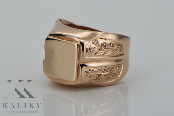 Russian rose Soviet gold jewelry man's ring signet