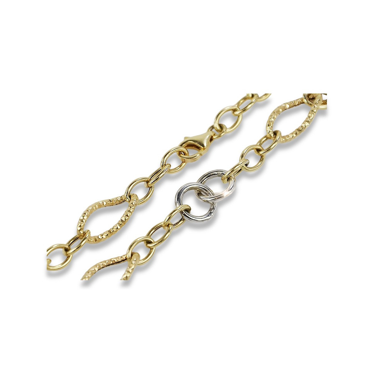 Bracelet en Or Jaune Blanc 14K, Pavé de Pierres Précieuses cb092yw