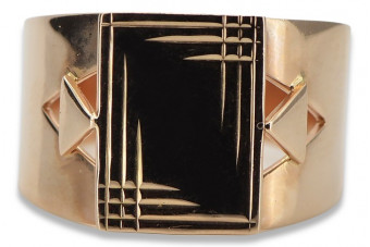 Herren Siegelring aus Roségold 14k, ohne Steine, Vintage-Stil vsn042
