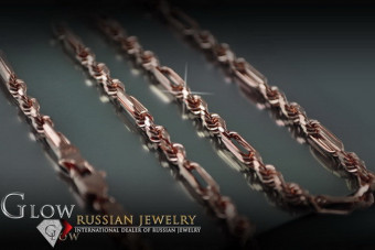 Wintage Różowe Złoto Bransoletka Damska 14k 585, Sznurowany Pętelkowy, 3 Kamienie różne cb082r