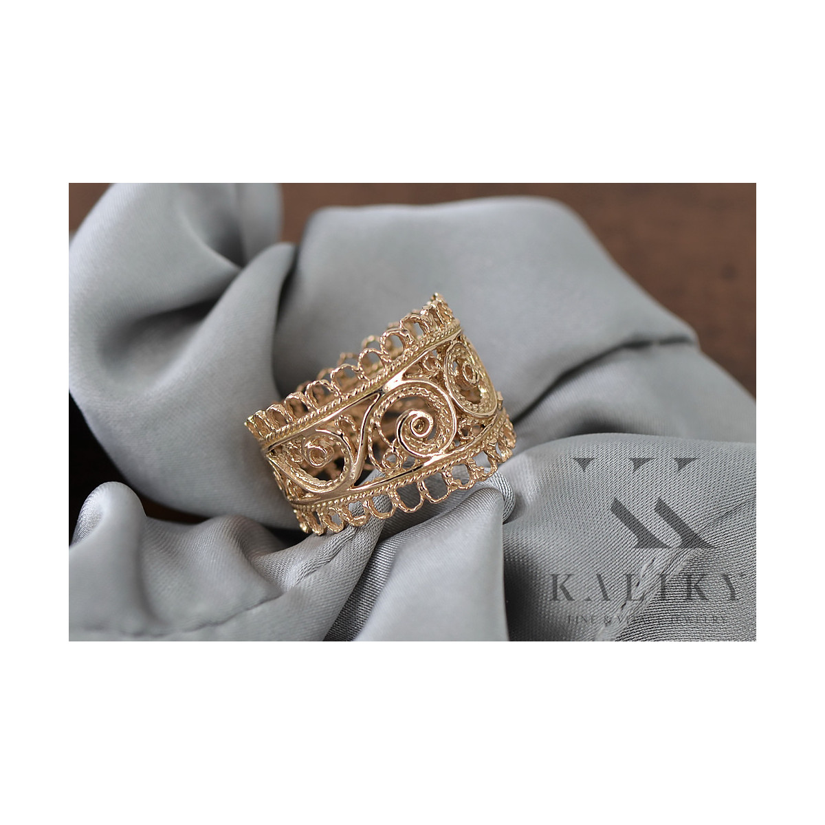 Russe soviétique rose rose 14k 585 or Bague vintage vrn003