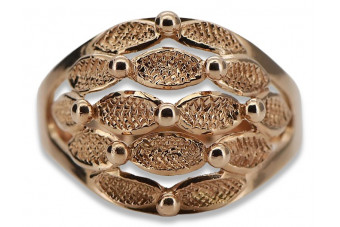 Руски съветски розово розово 14k 585 злато реколта пръстен vrn045