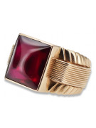 Anillo de sello de rubí para hombre en oro rosa antiguo de 14k vsc012