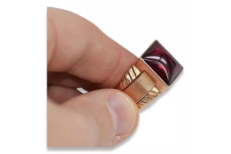 Anillo de sello de rubí para hombre en oro rosa antiguo de 14k vsc012