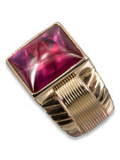 Anillo de sello de rubí para hombre en oro rosa antiguo de 14k vsc012